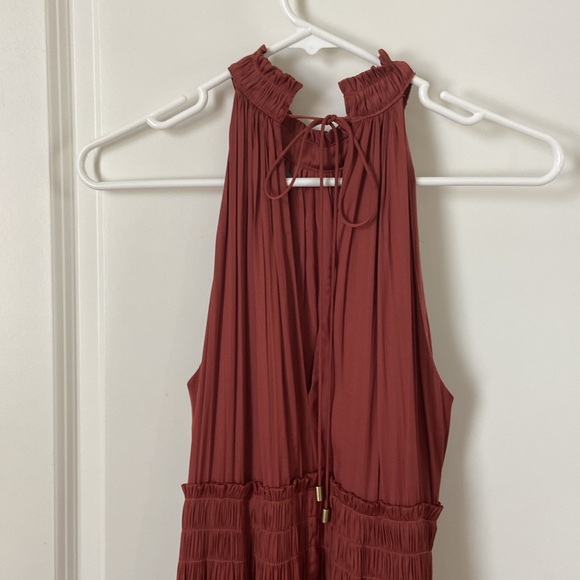 By Anthropologie Tiered Halter Dress High Neck Midi “Rose” Sleeveless Size 4 - Picture 8 of 9